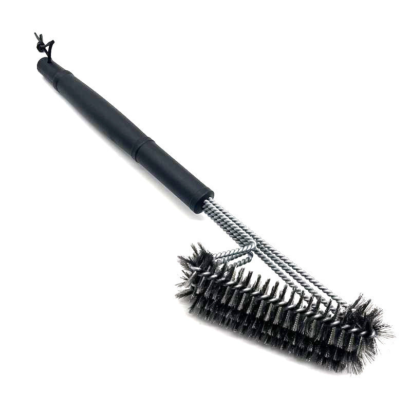Three-head Stainless Steel Barbecue Cleaning Brush Barbecue Brush Wire Brush BBQ Tools