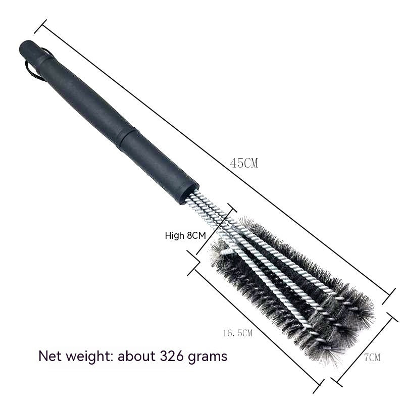 Three-head Stainless Steel Barbecue Cleaning Brush Barbecue Brush Wire Brush BBQ Tools