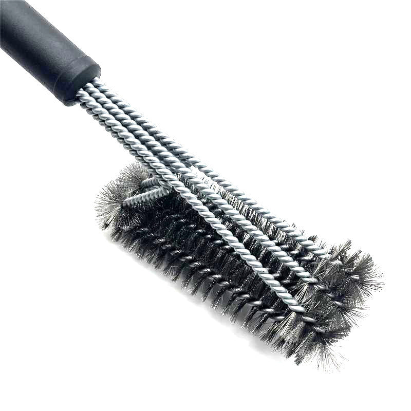 Three-head Stainless Steel Barbecue Cleaning Brush Barbecue Brush Wire Brush BBQ Tools