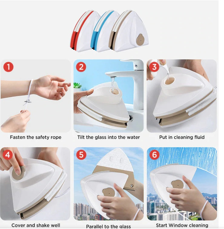 Double-sided Scrubbing And Scraping Household Cleaning Tools For Strong Magnetic Windows