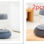 Kitchen Soap Dispensing Palm Brush Cleaner Push-type Brush Kitchen Detergent Tools